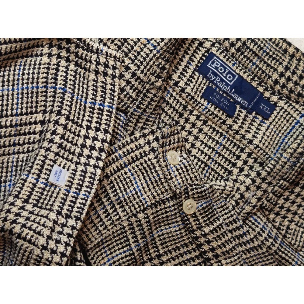 Polo Ralph Lauren Folson Silk Prince of Wales Plaid Button Down Shirt Sz XXL EUC - Picture 7 of 7